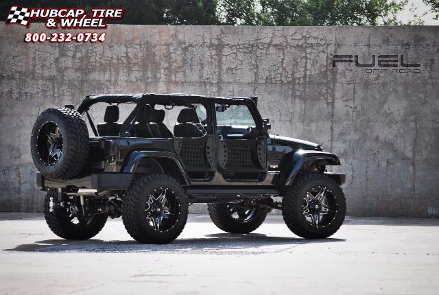 vehicle gallery/jeep wrangler fuel full blown d254 22X12  Gloss Black & Milled wheels and rims